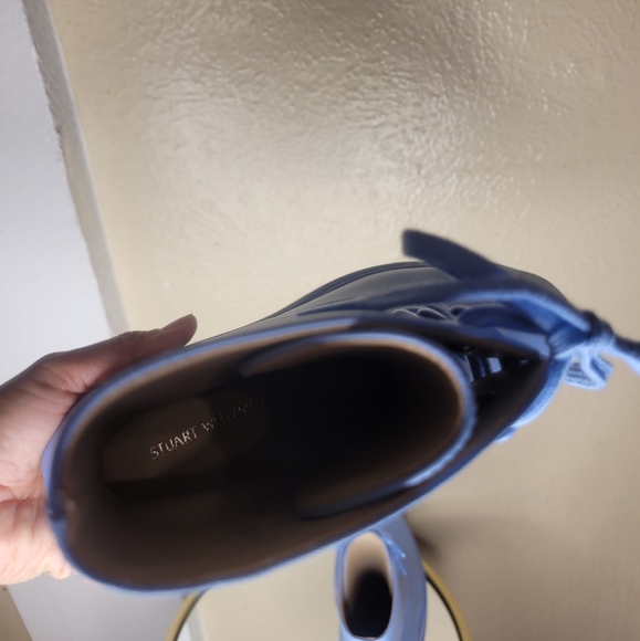 Stuart Weitzman McKenzee Cornflower Blue Combat Boots Size 6 - Picture 6 of 11